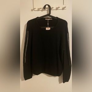 Black Wool & Alpaca Wool Sweater with glitter tapes